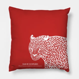 Amur Leopard with Common and Scientific Name - animal lovers design Pillow