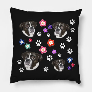 Reverse Brindle Boxer Dog Gifts on Blue Pillow