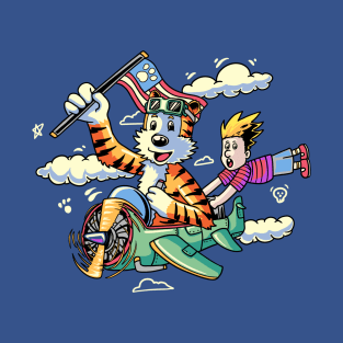 Calvin and Hobbes ride a rocket T-Shirt