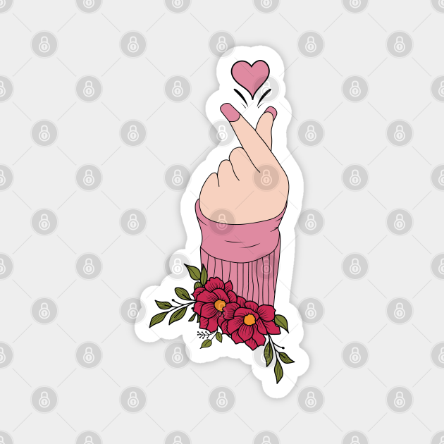 Korean Finger Heart Symbol Kpop Love Aesthetic - Korean Heart - Magnet