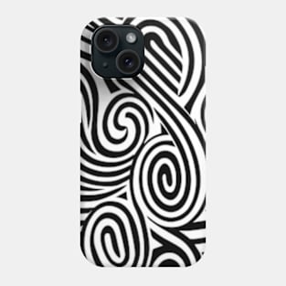 Black and White Abstract Swirly Design Phone Case