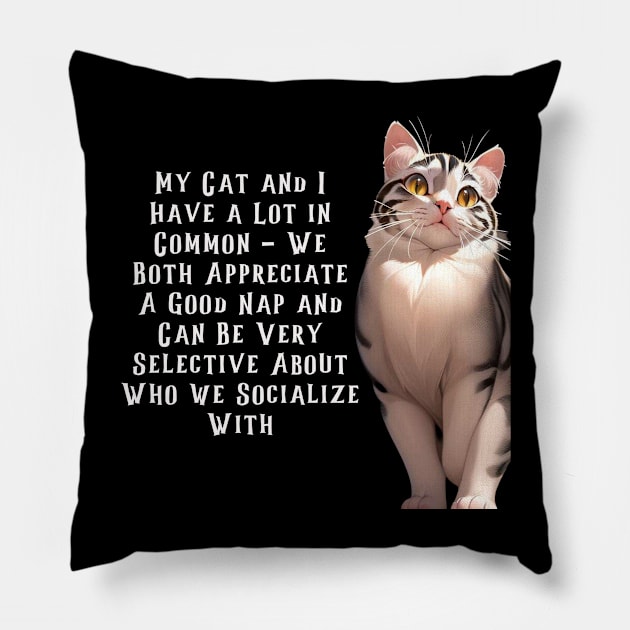 Commonality Cat T-Shirt Pillow by penehoff