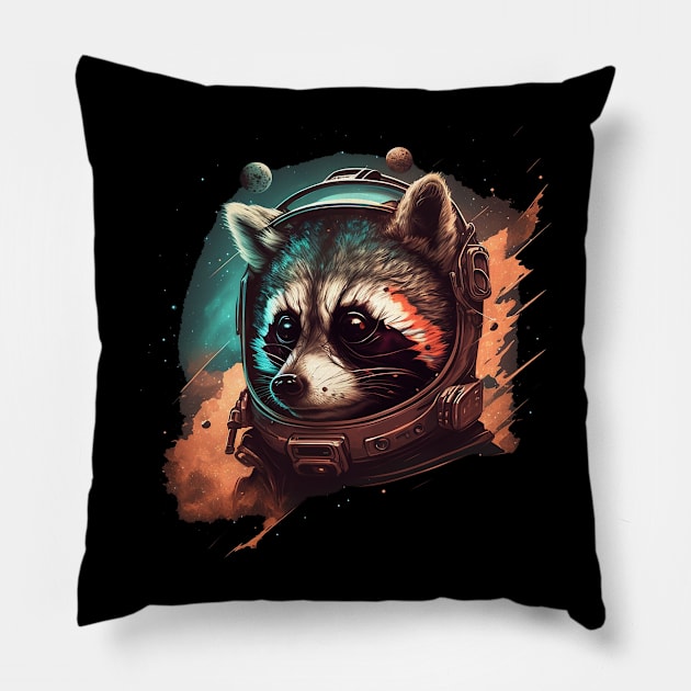 raccoon Pillow by a cat cooking