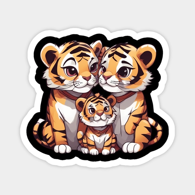 Cute Tiger Family Magnet by animegirlnft
