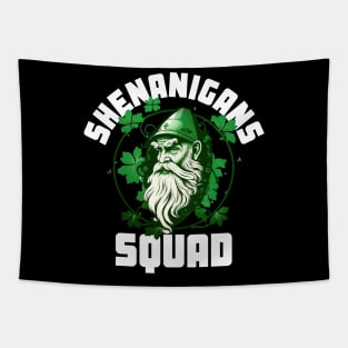 Shenanigans Squad Gnome  Leprechaun Shamrock Matching St Patricks Day Tapestry