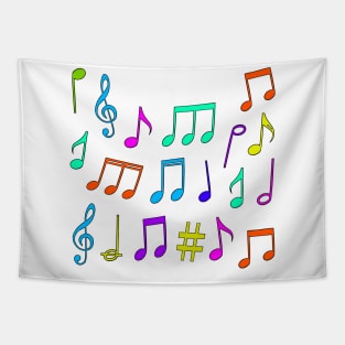 Colored musical notes Tapestry