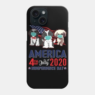 Shih Tzu Dogs With US Flag And Face Masks Happy America 4th July Of 2020 Independence Day Phone Case