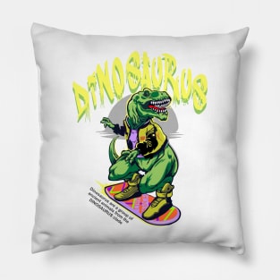 Dinosaurus Playing Skateboard Pillow