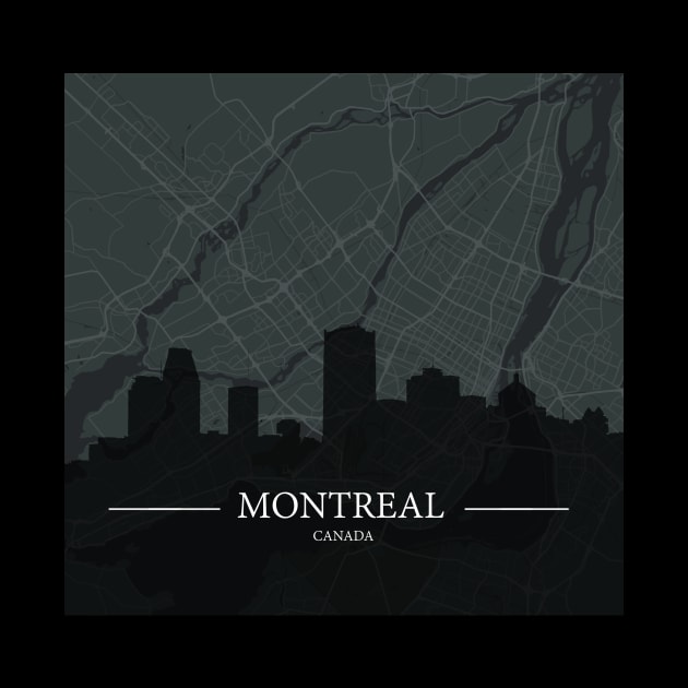 Montreal City map with silhouette by Aeons