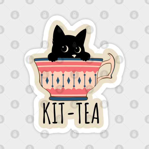 KIT-TEA Stealthy Sips Magnet by Champanie's Store