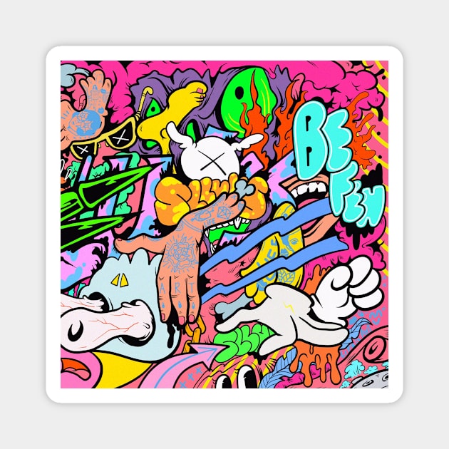 Slluks montage graffiti merchandise illustration Magnet by slluks_shop