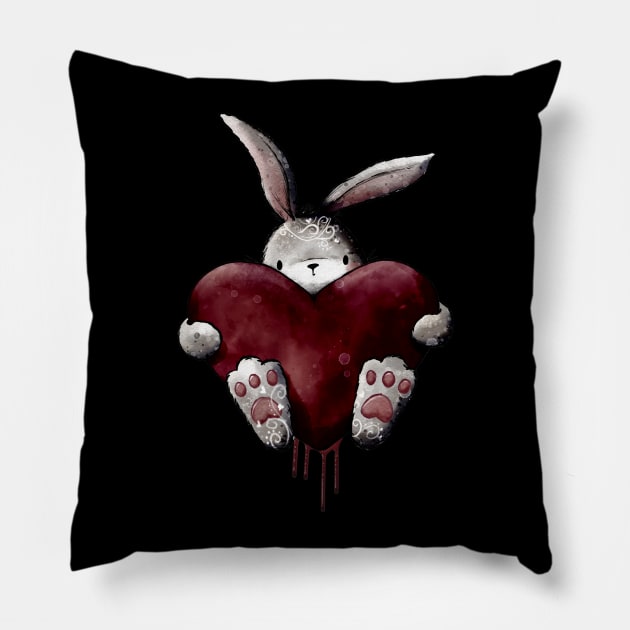 Gothic Bloody Love Bunny Pillow by Lucia