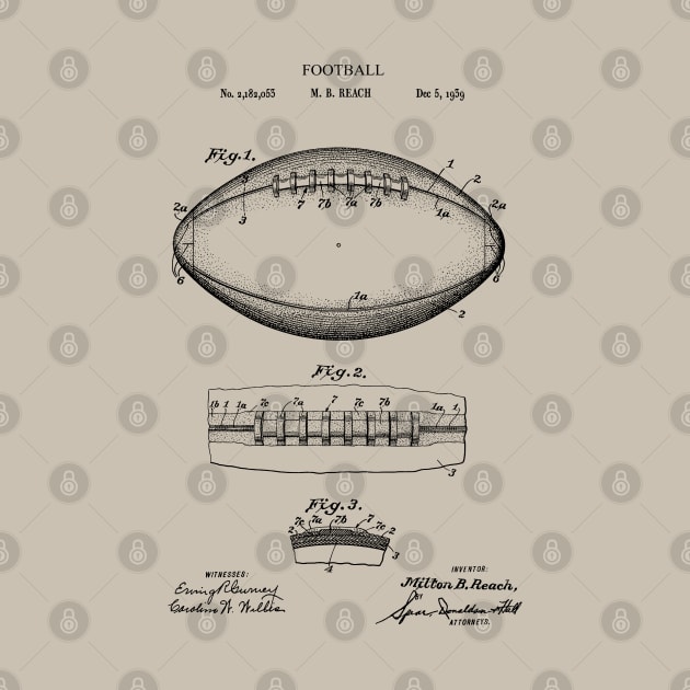 Patent Print 1939 American Football Ball by MadebyDesign