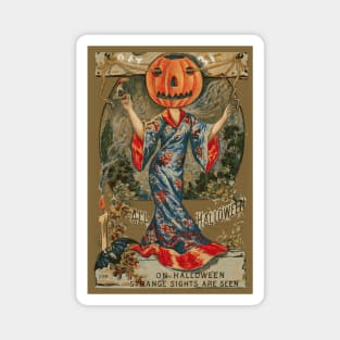 Vintage Look for Halloween - Lady Pumpkin Head Magnet