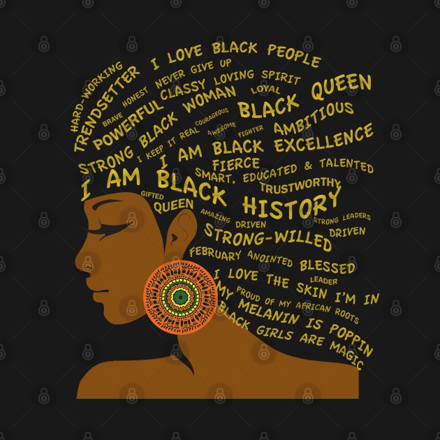 Disover I Am Black History & Excellence Hair Word Art - Black History Month - T-Shirt