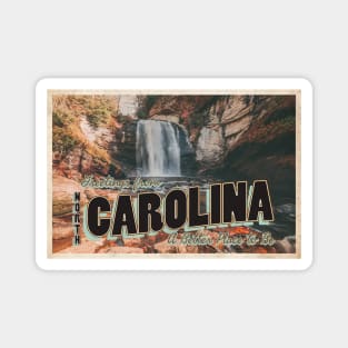 Greetings from North Carolina - Vintage Travel Postcard Design Magnet