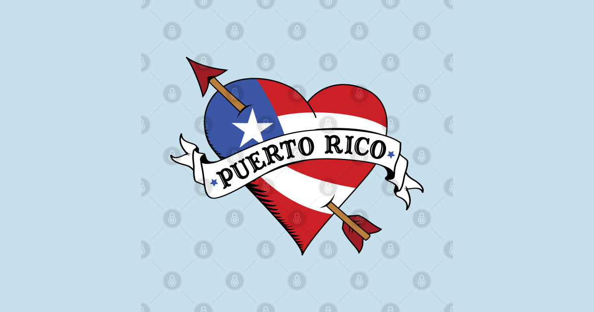 I Love Puerto Rico Flag Heart Tattoo Flash Puerto Rican Pride T