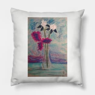 Iris Flowers Still Life Pillow