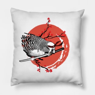 Sunset Samurai Budgie Warrior Pillow