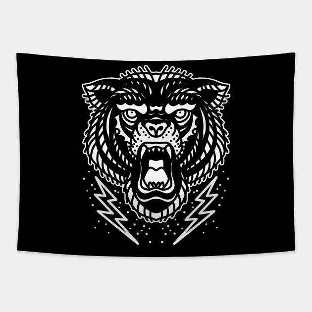 angry black bear Tapestry by donipacoceng