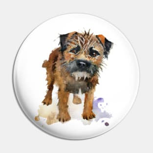 Border Terrier Watercolor - Dog Lover Gifts Pin