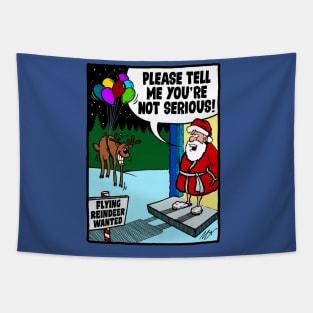 Flying Reindeer Wanted Tapestry