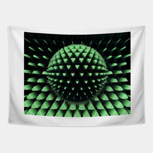 bright green pattern and geometric 3D exploding design Tapestry