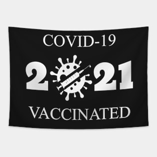 Covid I Am Vaccinated White Letters Tapestry