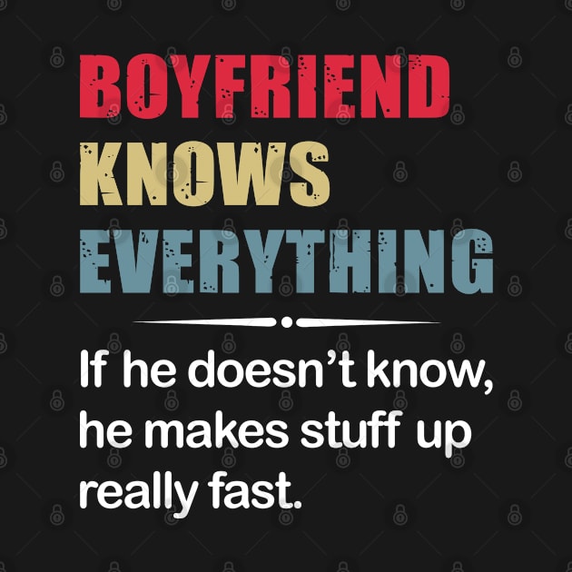 Boyfriend Knows Everything If He Does Not Know - Funny T Shirts Sayings - Funny T Shirts For Women - SarcasticT Shirts by Murder By Text