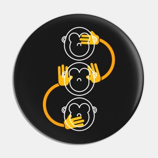 3 Wise Monkeys Pin