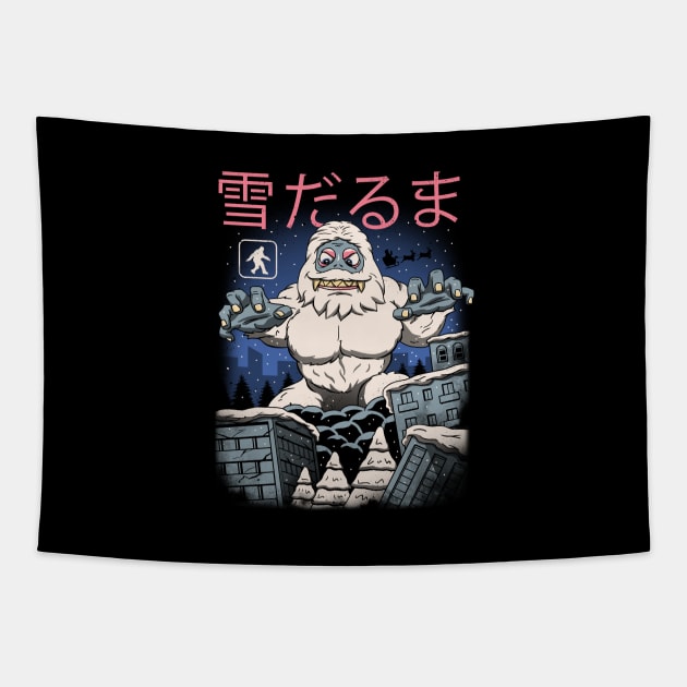 Kaiju Snowman Tapestry by Vincent Trinidad Art