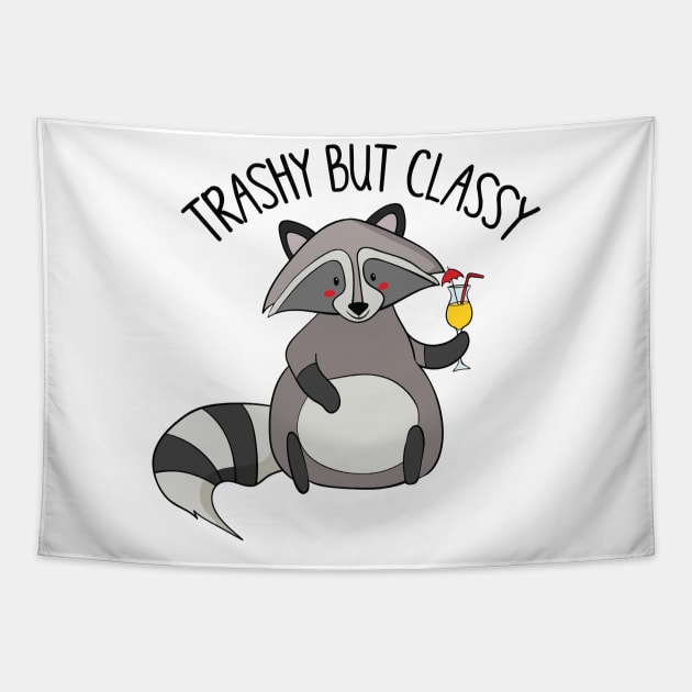Trashy But Classy, Funny Cute Sassy Raccoon Tapestry by Dreamy Panda Designs