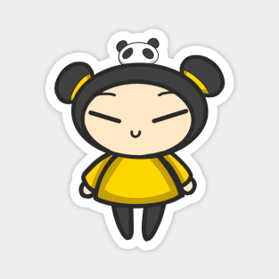 Yellow Pucca with a Panda Magnet