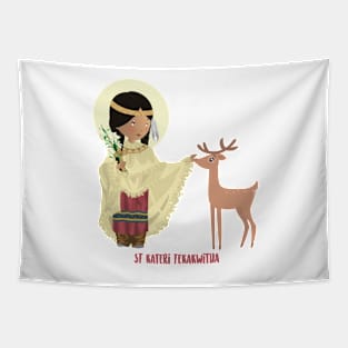 Santa Kateri Tekakwitha con venado Tapestry