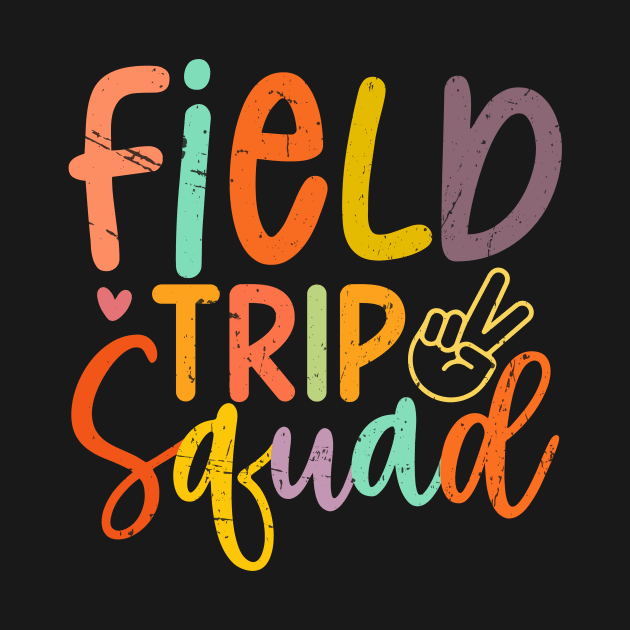 Smile Face Field Trip Squad Retro Groovy Field Day 23 Hippie by KRMOSH