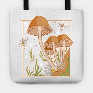 Cottagecore Aesthetic Mushrooms and Frog Tote