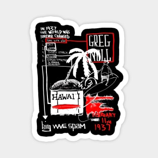 Big Wave Hawaii Doodle White Magnet