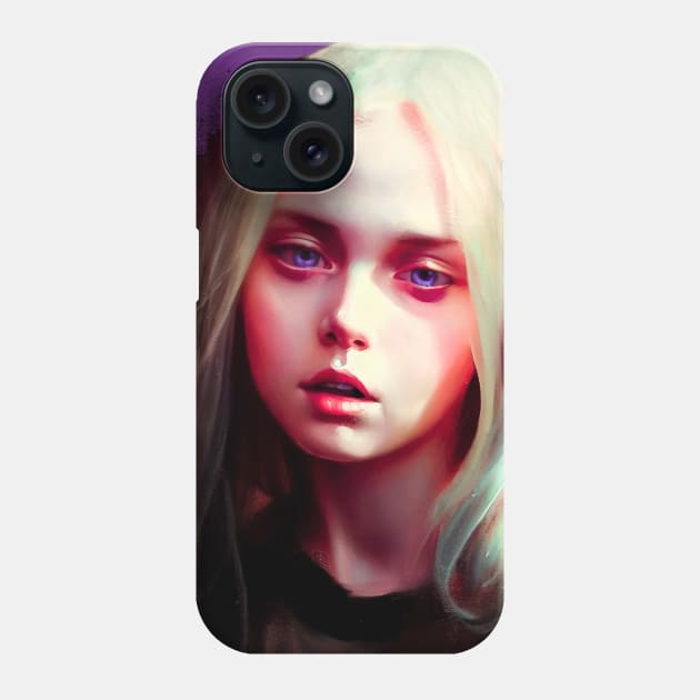 Beautiful portrait of a fantasy girl looking desperately shocked by mind-boggling events Phone Case by Quileos