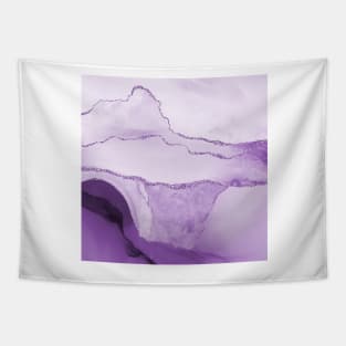 Watercolor Agate in Amethyst Purple Glitter Veins Tapestry