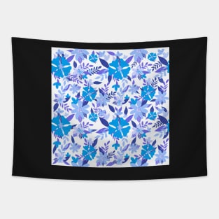 Pastel Color Floral Pattern - White Blue Tapestry