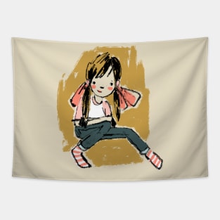 Retro Girl Relaxing Tapestry