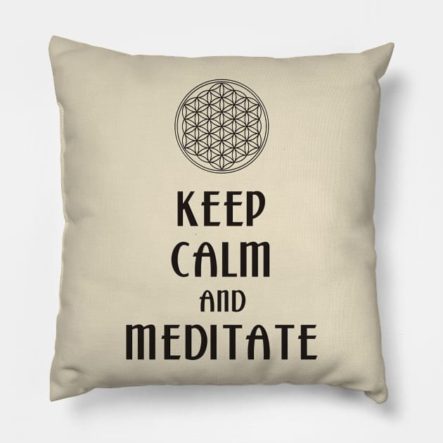 Keep Calm And Meditate - Flower Of Life 1 Pillow by EDDArt