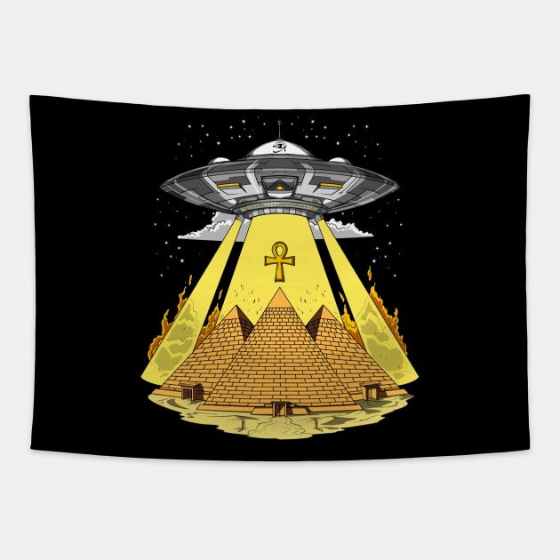 Egyptian Pyramids Alien Abduction Tapestry by underheaven