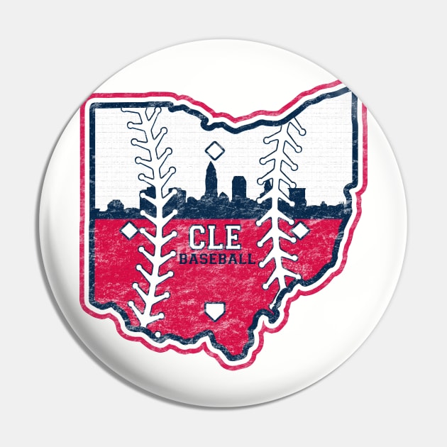 Vintage Cleveland Baseball Ohio State Map Pin by TeeCreations