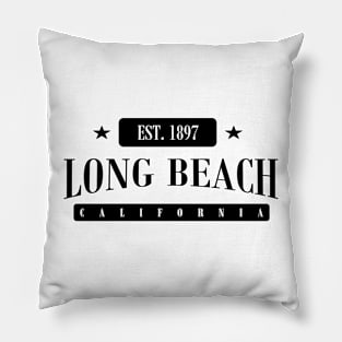 Long Beach Est. 1897 Standard Black Pillow