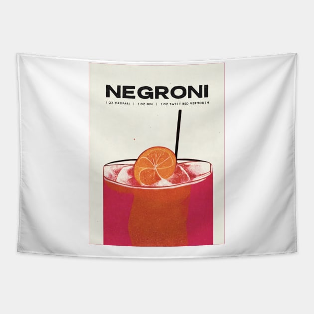 Negroni Retro Poster Big Big Glass Bar Prints, Vintage Drinks, Recipe, Wall Art Tapestry by BetterManufaktur