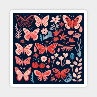 Butterfly and flowers pattern Magnet