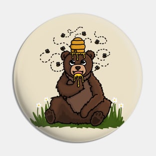 Happy Bear covered in Honey with a Beehive on his head. Pin