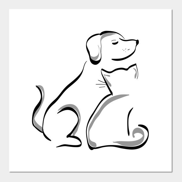 Cat And Dog Cat Posters And Art Prints Teepublic