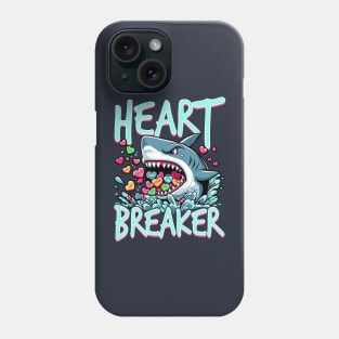 Heartbreaker shark eating hearts Valentine's Day Phone Case